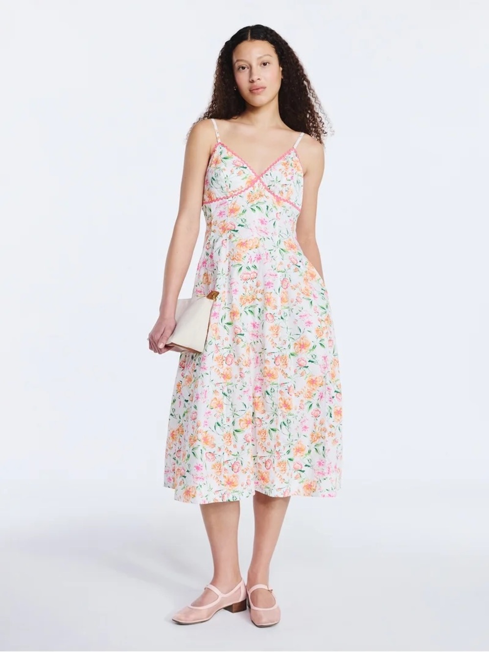 Free Assembly Women's Sleeveless Cotton Panel Floral Midi Dress NWT